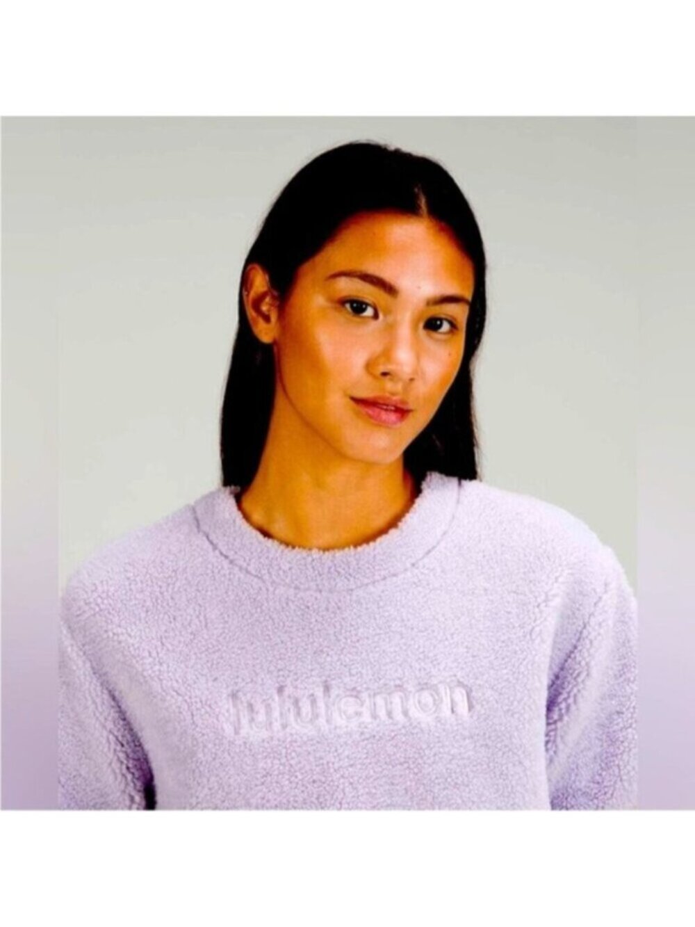 Lululemon Women's Lavender Textured Fleece Embroidered Logo Sleeve Shirt Size 6 - Picture 3 of 11